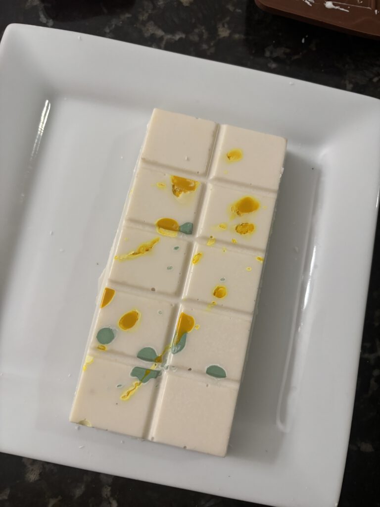 Vegan Dubai-style white chocolate bar