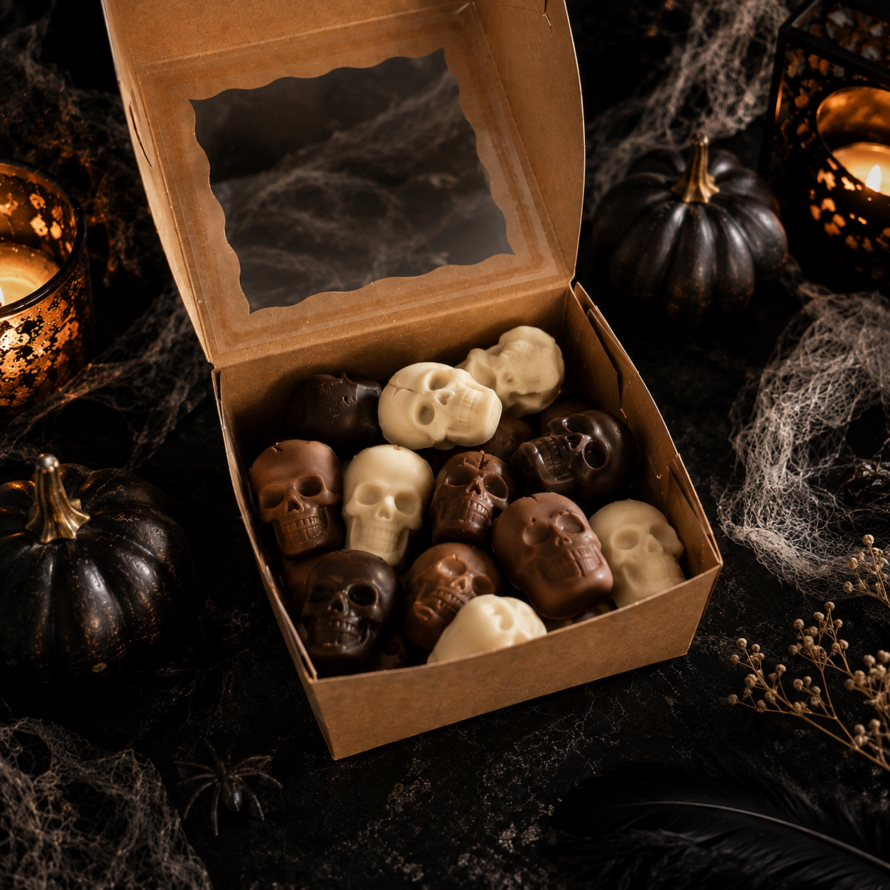 spooky chocolate skulls