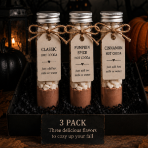 Vegan Hot Cocoa Vials | Classic, Pumpkin Spice, Cinnamon (65 mL) 🍂☕️