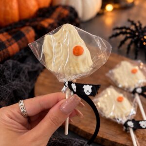Vegan White Chocolate Ghost Lollipop | Halloween Chocolate Treat |